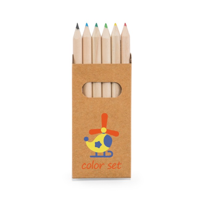 Caixa com 6 Mini Lápis de Cor Personalizado