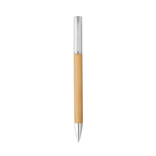 Caneta Esferográfica em Bambu com Logo 