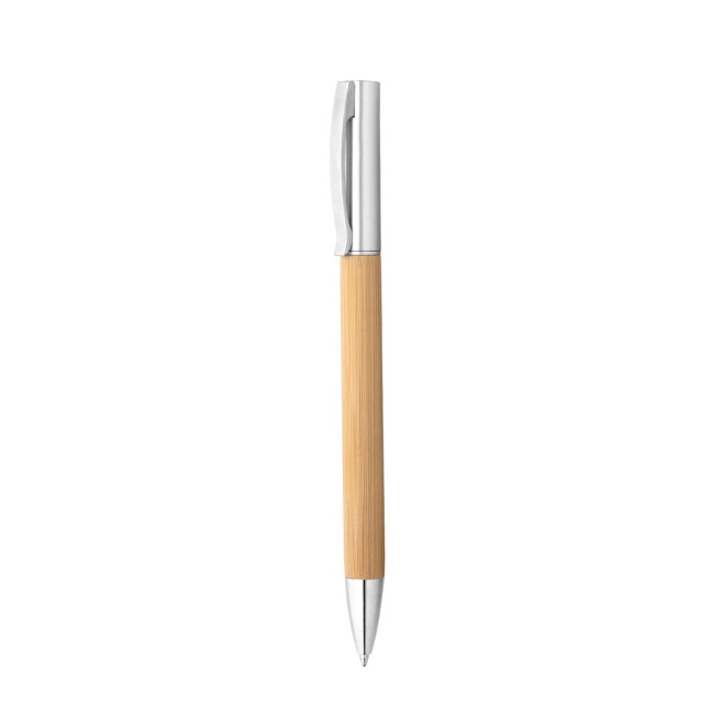 Caneta Esferográfica em Bambu com Logo 