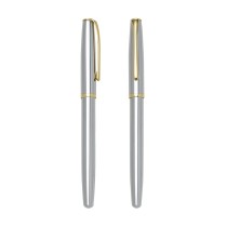 Caneta Metal Roller Prata com Tampa com Logotipo Personalizada