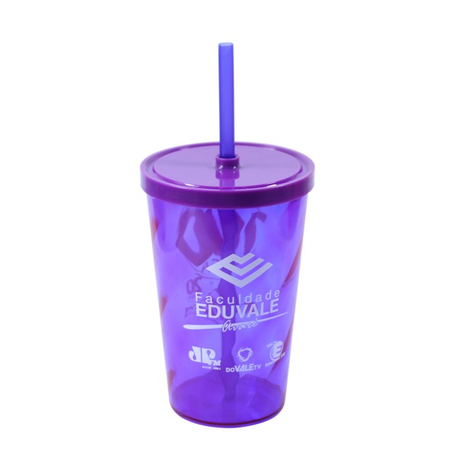 Copo 550 Espiral com Tampa e Canudo Personalizado