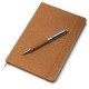 Kit caderno de anotações e caneta.